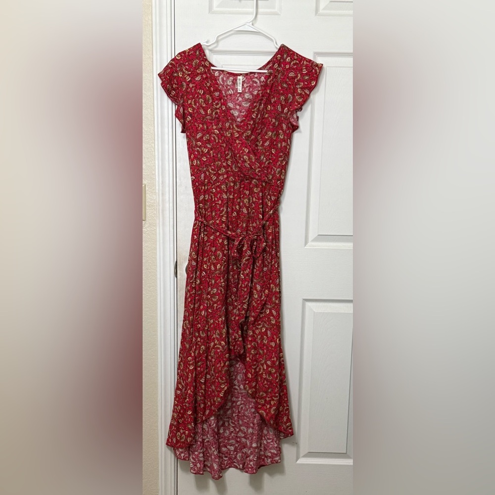 Grecerelle Floral Red Wrap Dress